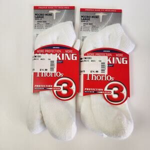 Thorlos Walking Socks Micro Mini Large Women's White Lot of 2 NWT